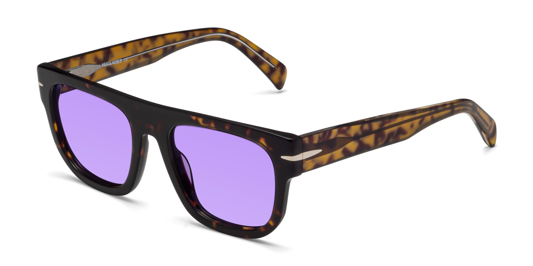 Angle of Campbell in Tortoise with Medium Purple Tinted Lenses