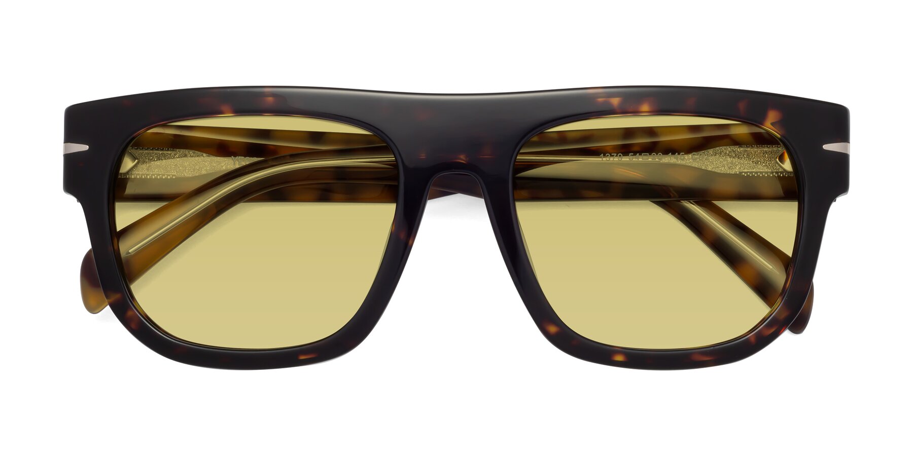 Folded Front of Campbell in Tortoise with Medium Champagne Tinted Lenses
