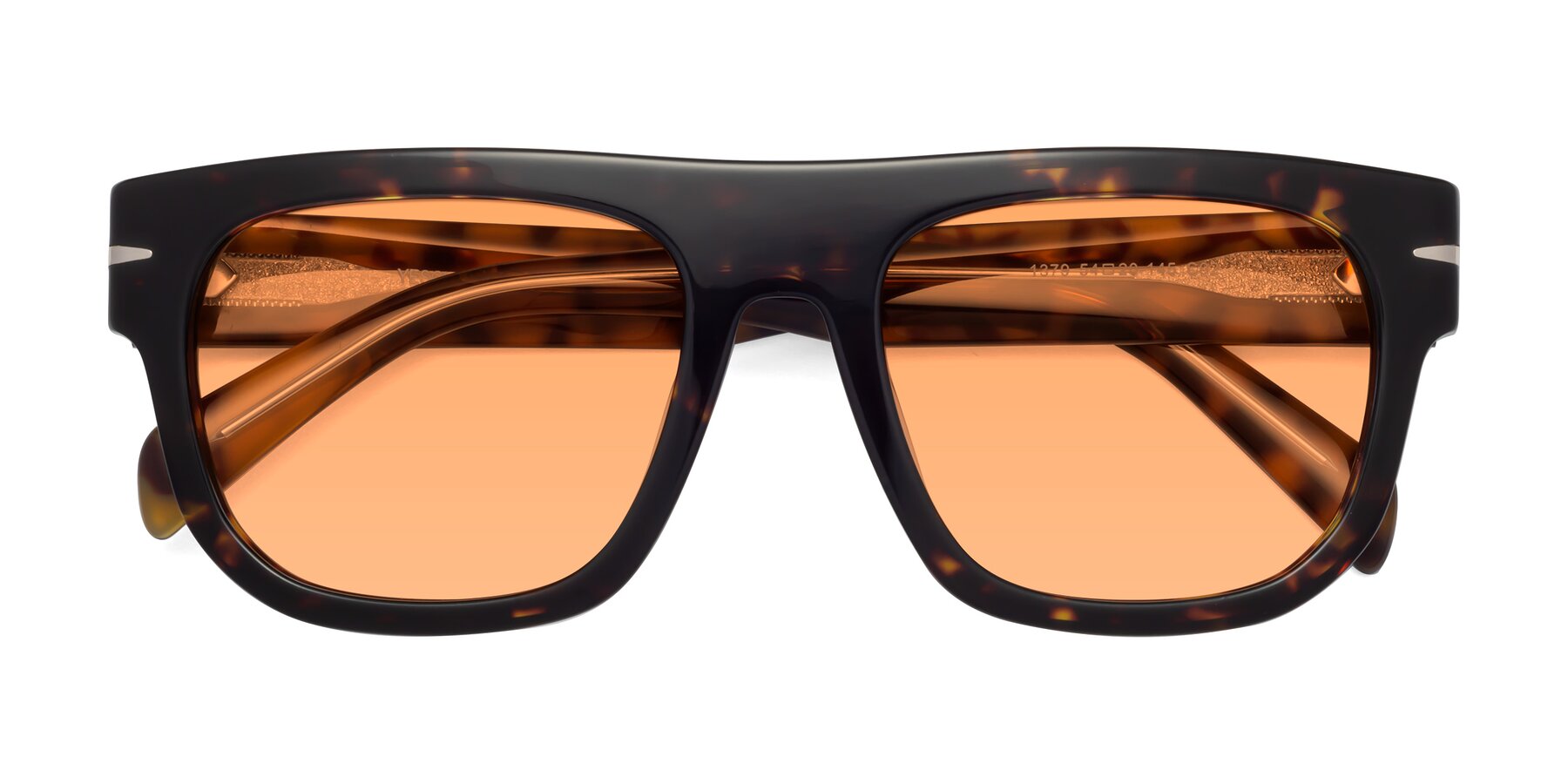 Folded Front of Campbell in Tortoise with Medium Orange Tinted Lenses