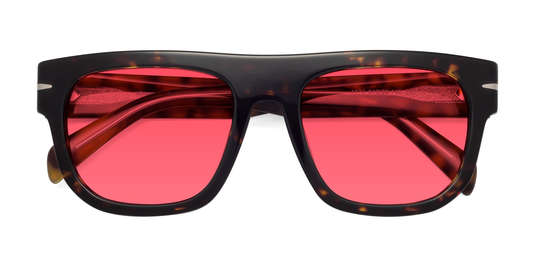 Folded Front of Campbell in Tortoise with Red Tinted Lenses