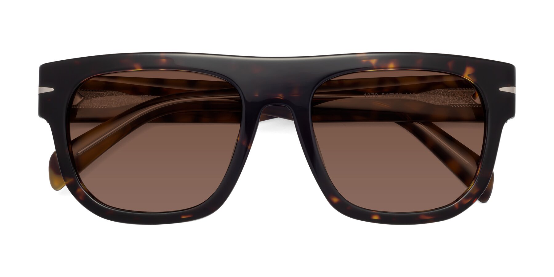 Folded Front of Campbell in Tortoise with Brown Tinted Lenses