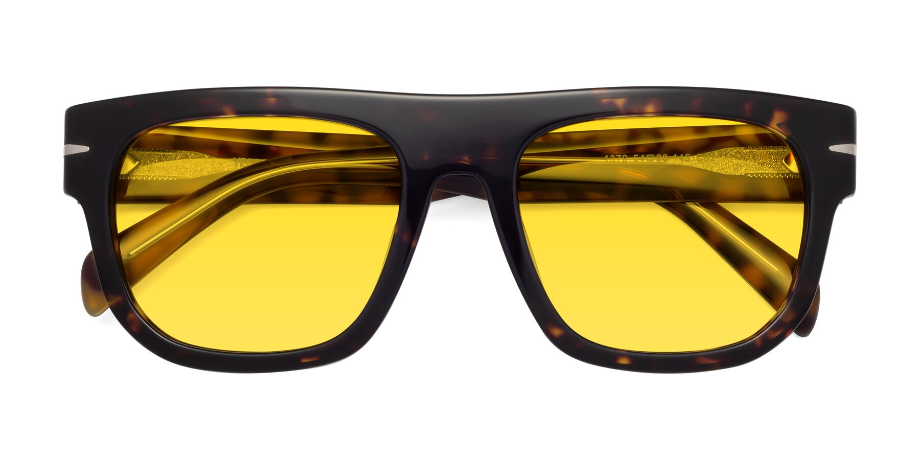 Folded Front of Campbell in Tortoise with Yellow Tinted Lenses