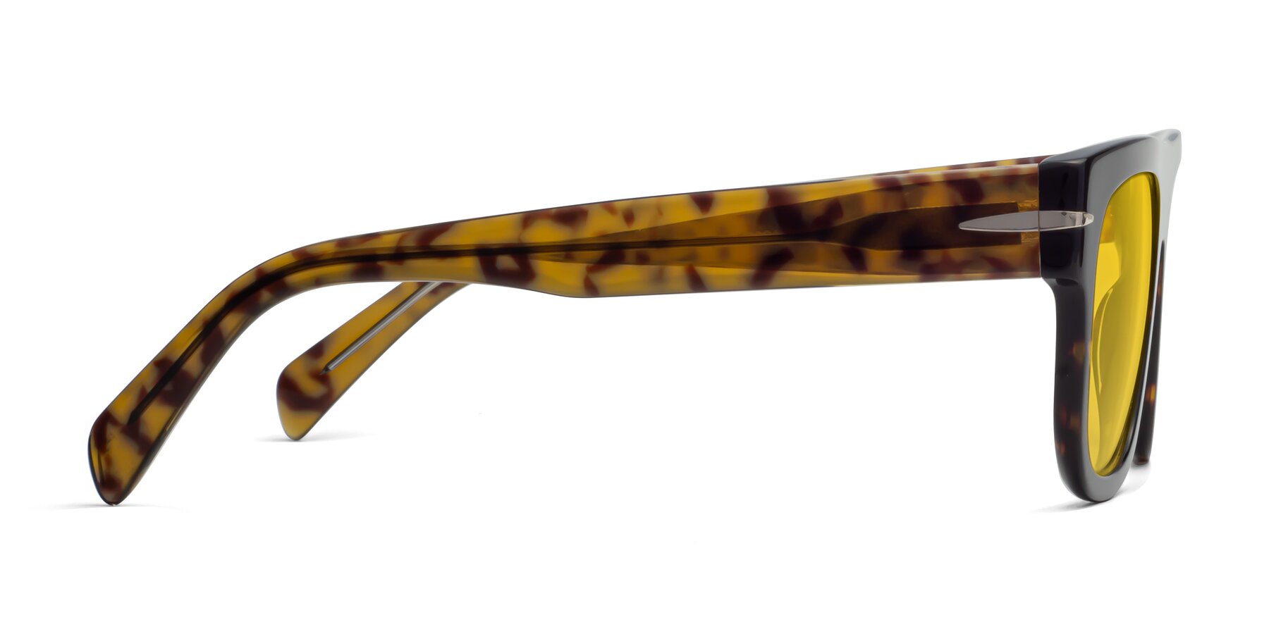 Side of Campbell in Tortoise with Yellow Tinted Lenses