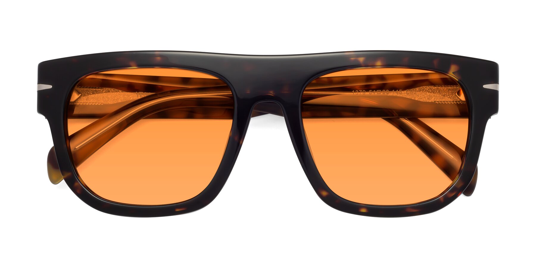 Folded Front of Campbell in Tortoise with Orange Tinted Lenses