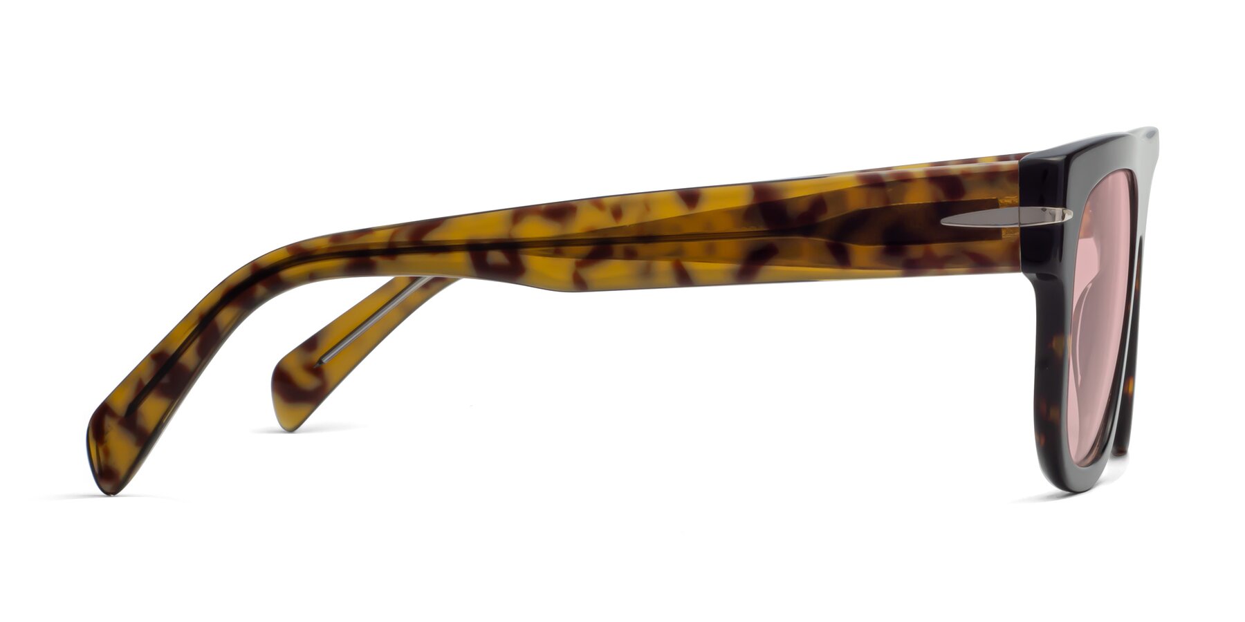 Side of Campbell in Tortoise with Light Garnet Tinted Lenses