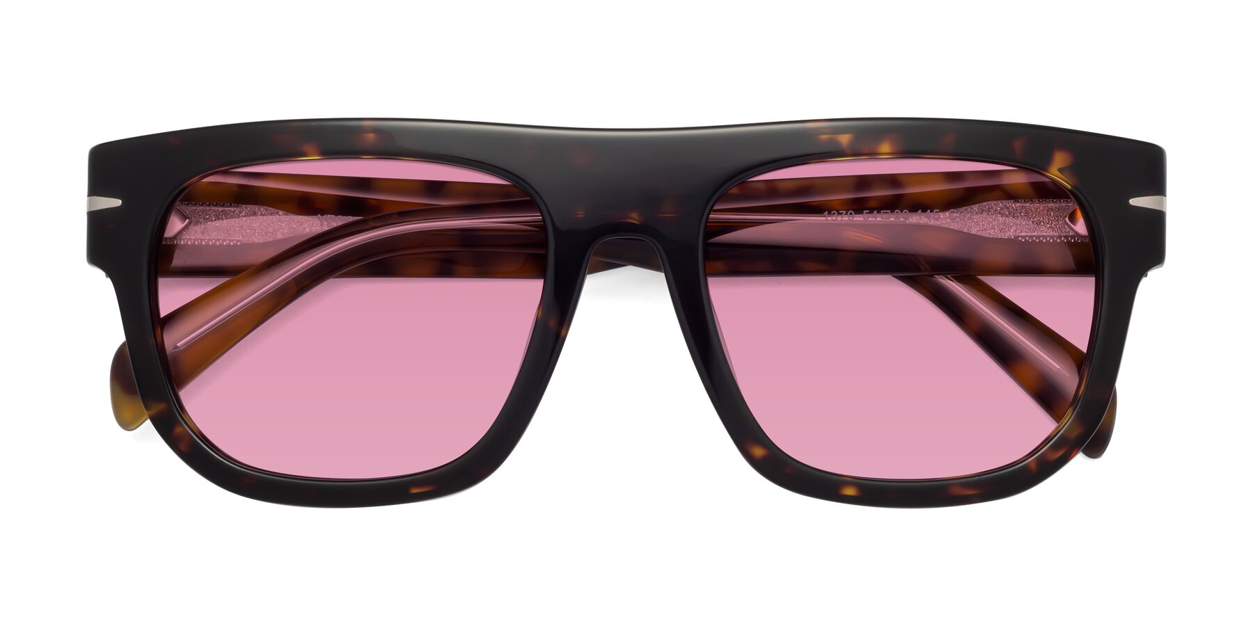 Folded Front of Campbell in Tortoise with Medium Wine Tinted Lenses