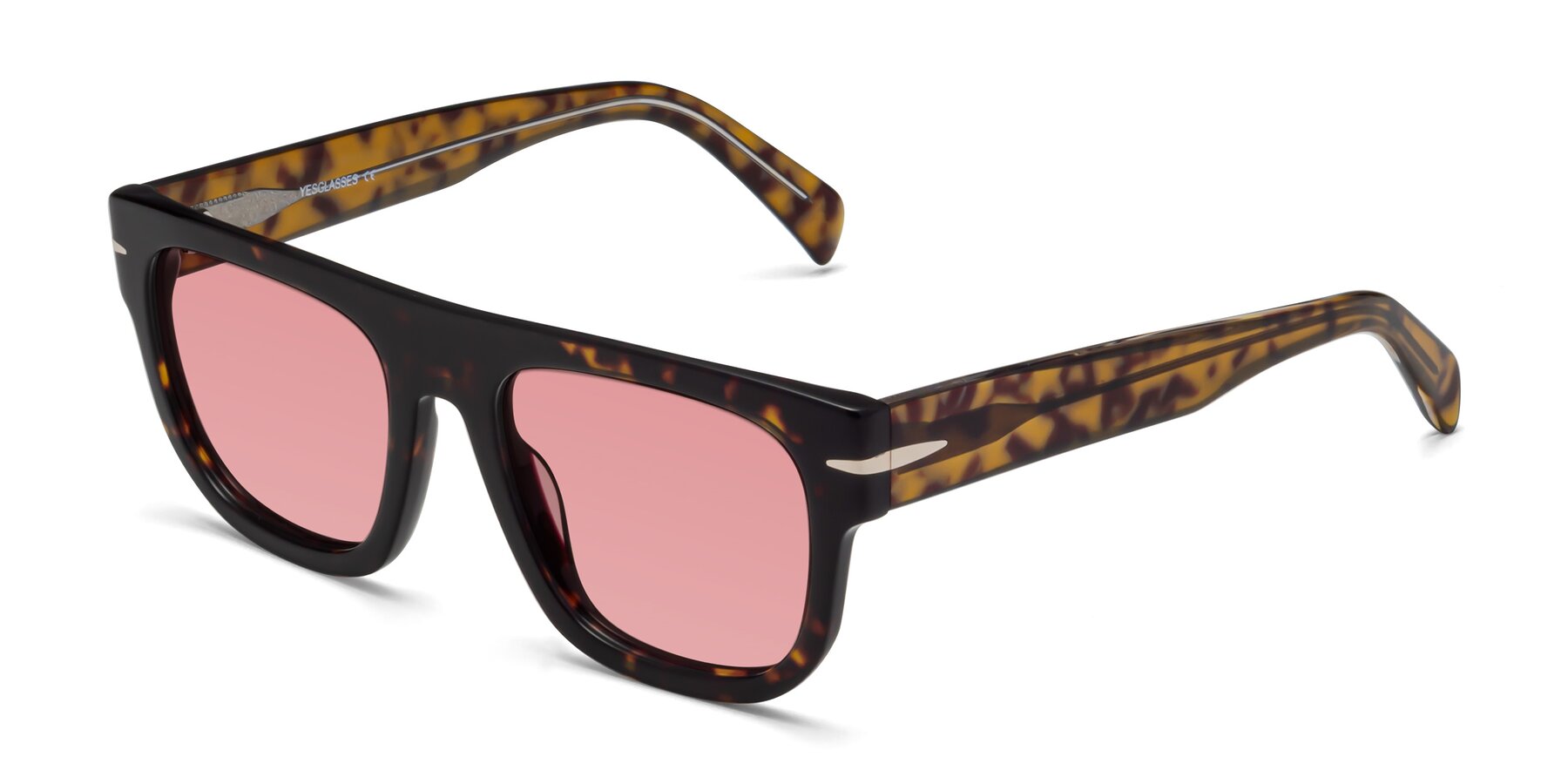 Angle of Campbell in Tortoise with Medium Garnet Tinted Lenses