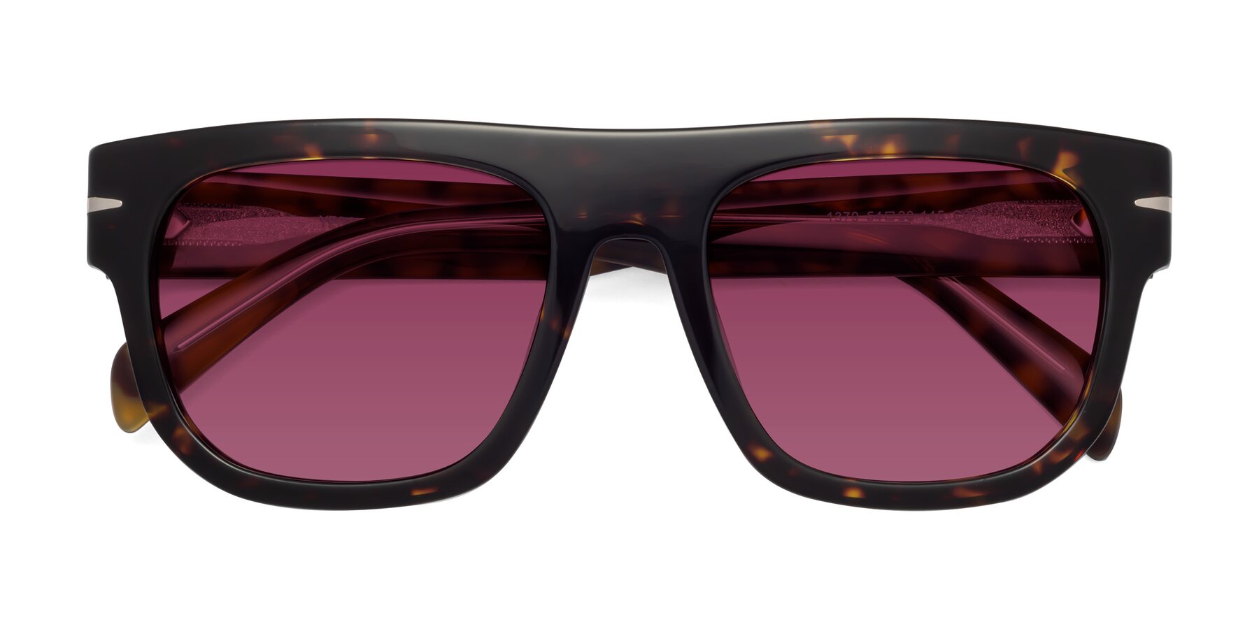 Folded Front of Campbell in Tortoise with Wine Tinted Lenses