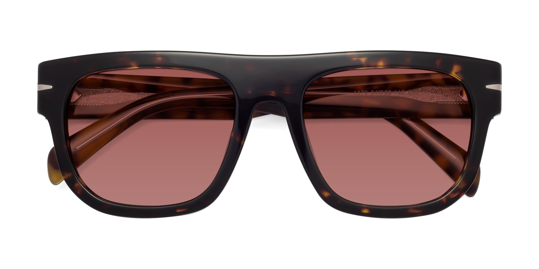 Folded Front of Campbell in Tortoise with Garnet Tinted Lenses