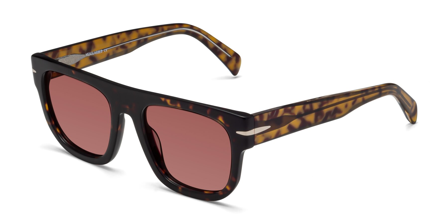 Angle of Campbell in Tortoise with Garnet Tinted Lenses