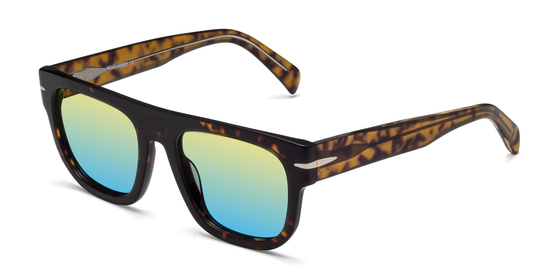 Angle of Campbell in Tortoise with Yellow / Blue Gradient Lenses