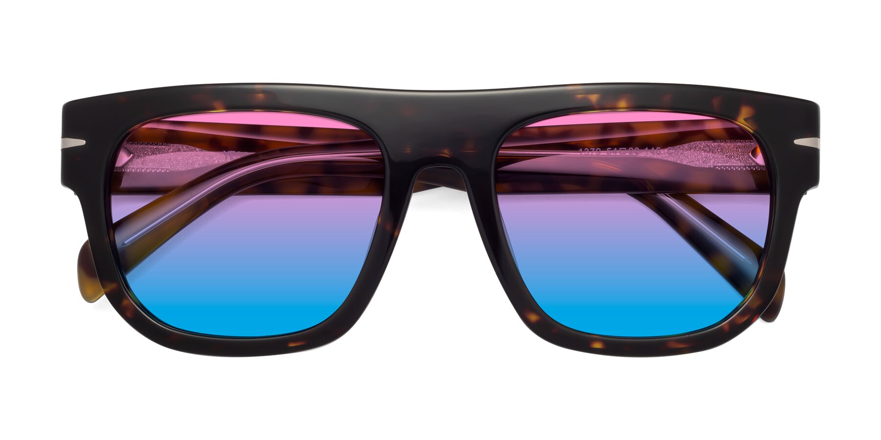Folded Front of Campbell in Tortoise with Pink / Blue Gradient Lenses