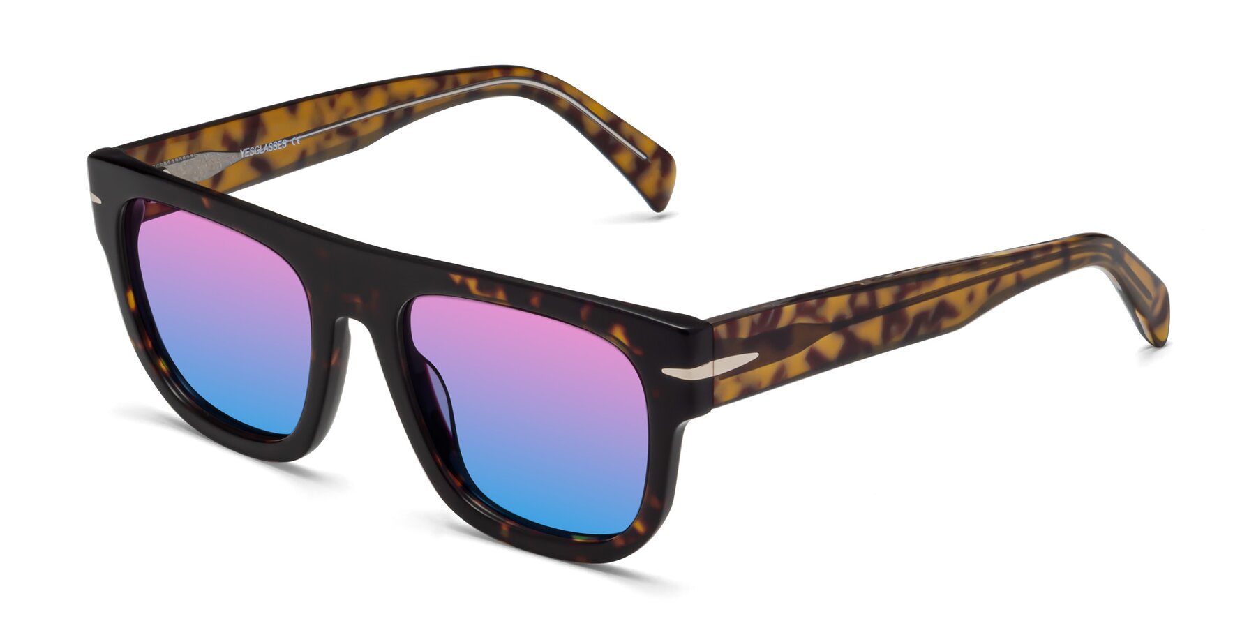 Angle of Campbell in Tortoise with Pink / Blue Gradient Lenses