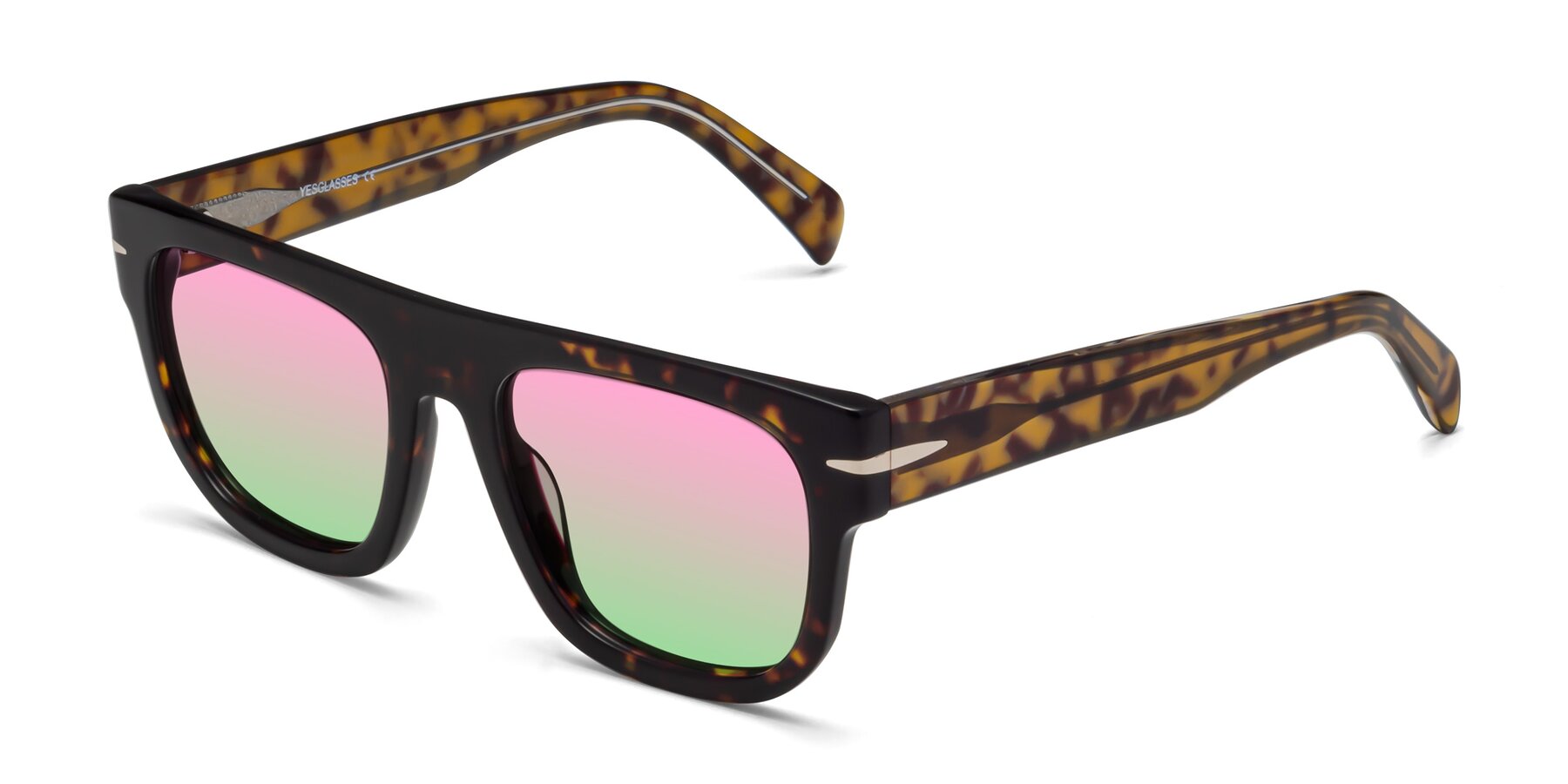 Angle of Campbell in Tortoise with Pink / Green Gradient Lenses