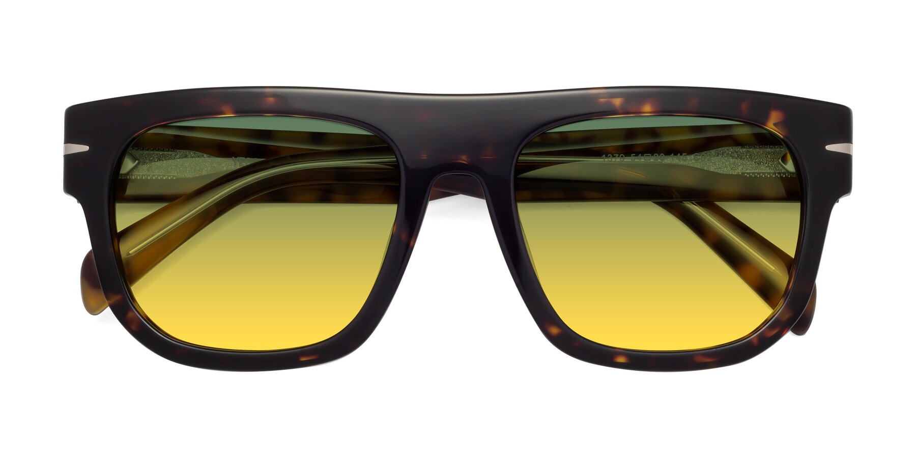 Folded Front of Campbell in Tortoise with Green / Yellow Gradient Lenses