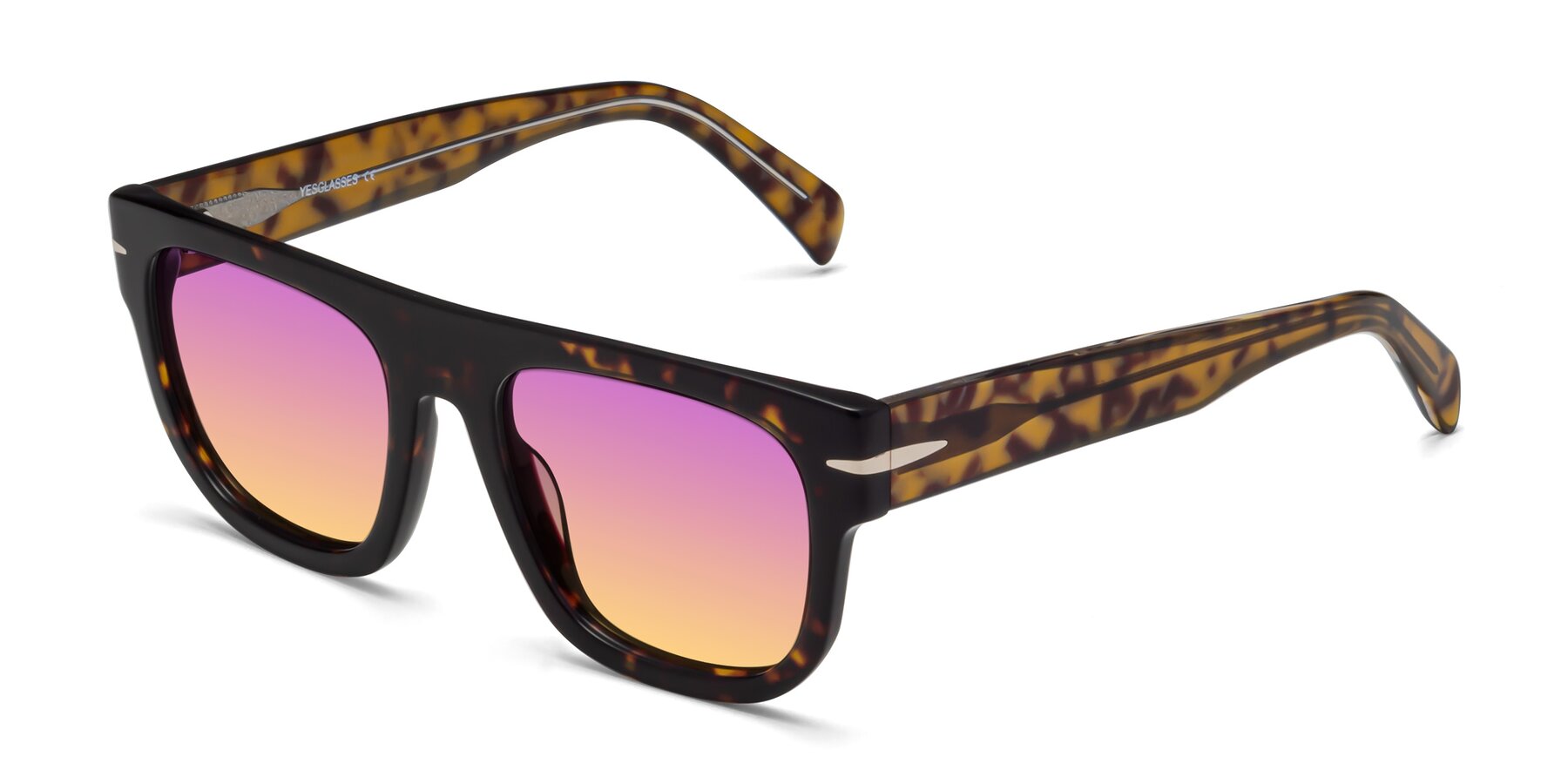 Angle of Campbell in Tortoise with Purple / Yellow Gradient Lenses
