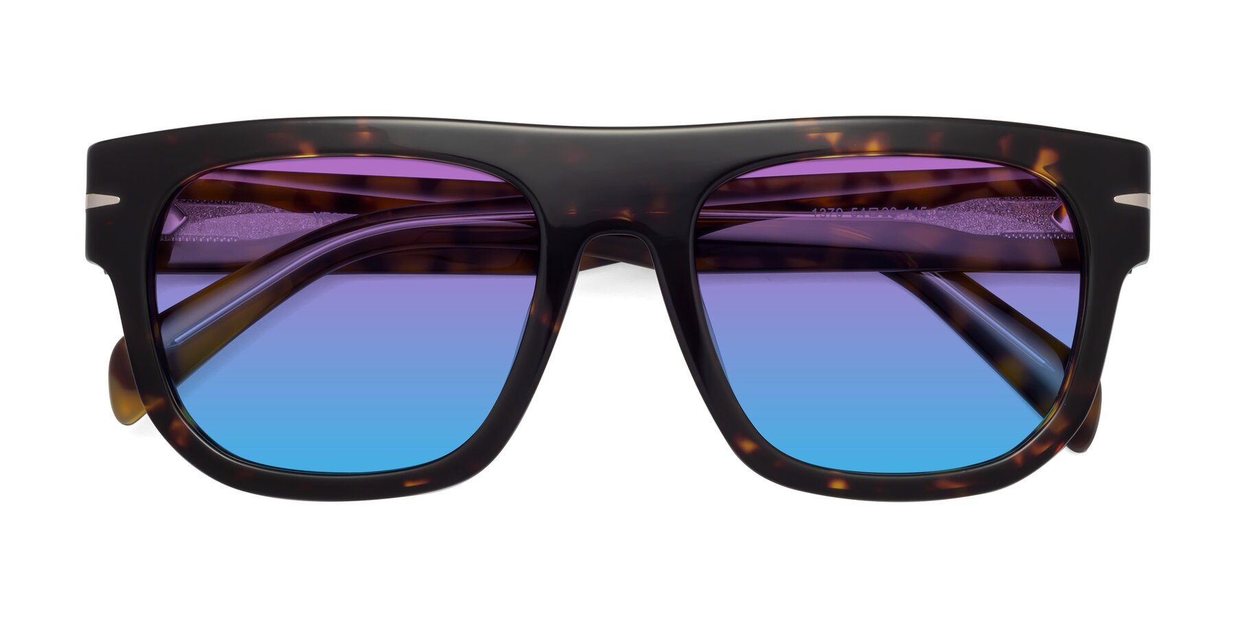 Folded Front of Campbell in Tortoise with Purple / Blue Gradient Lenses