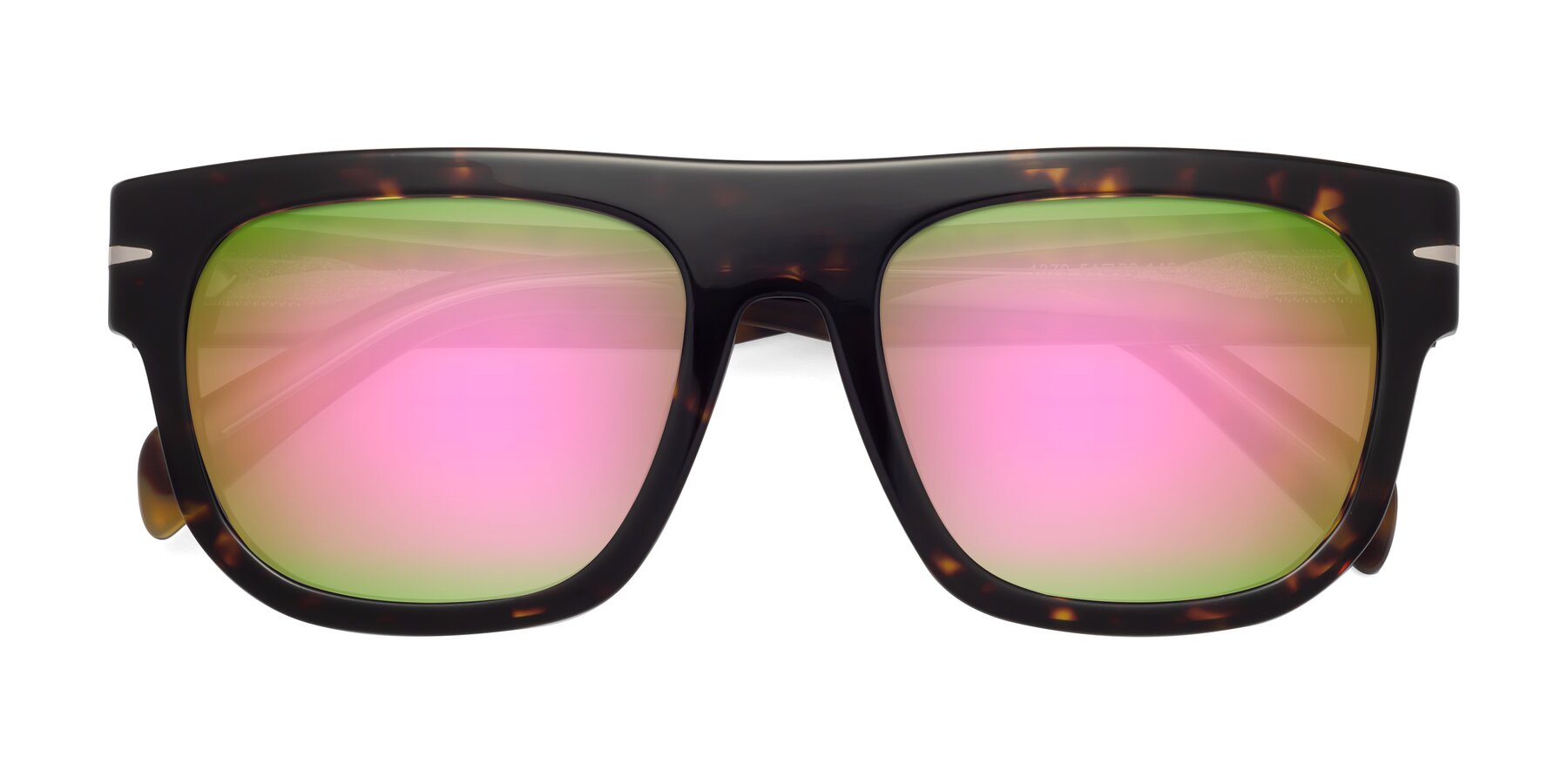 Folded Front of Campbell in Tortoise with Pink Mirrored Lenses