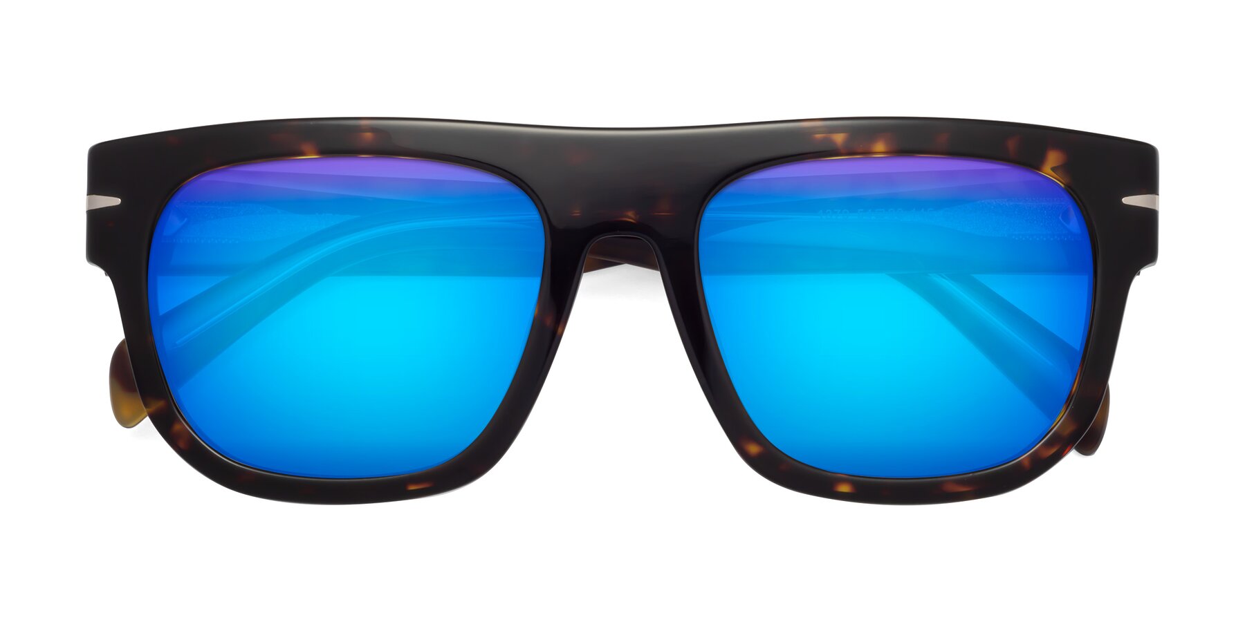 Folded Front of Campbell in Tortoise with Blue Mirrored Lenses