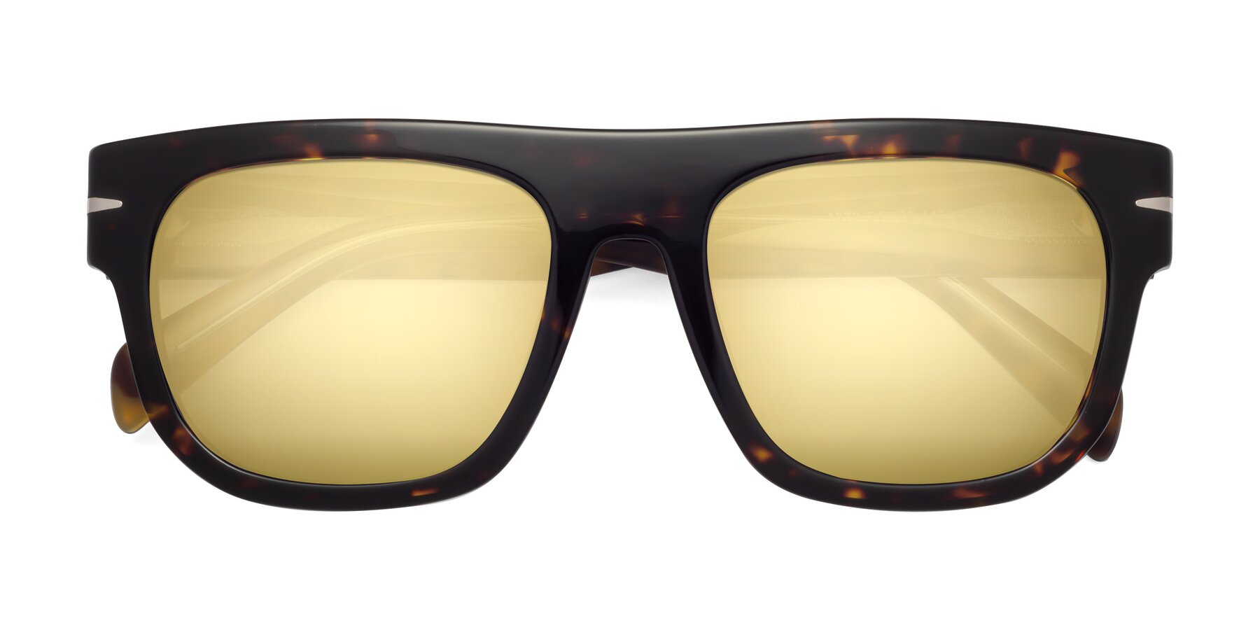 Folded Front of Campbell in Tortoise with Gold Mirrored Lenses
