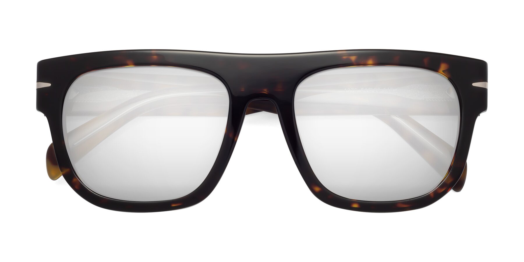 Folded Front of Campbell in Tortoise with Silver Mirrored Lenses
