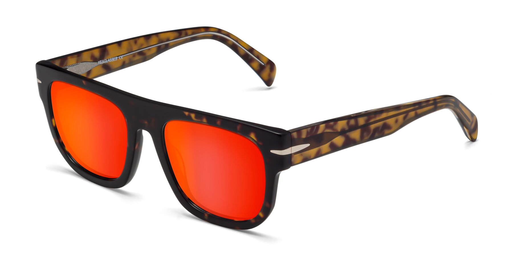 Angle of Campbell in Tortoise with Red Gold Mirrored Lenses