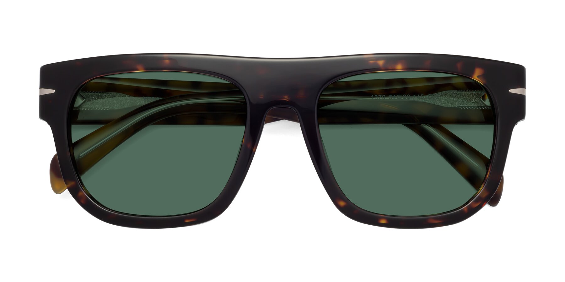 Folded Front of Campbell in Tortoise with Green Polarized Lenses