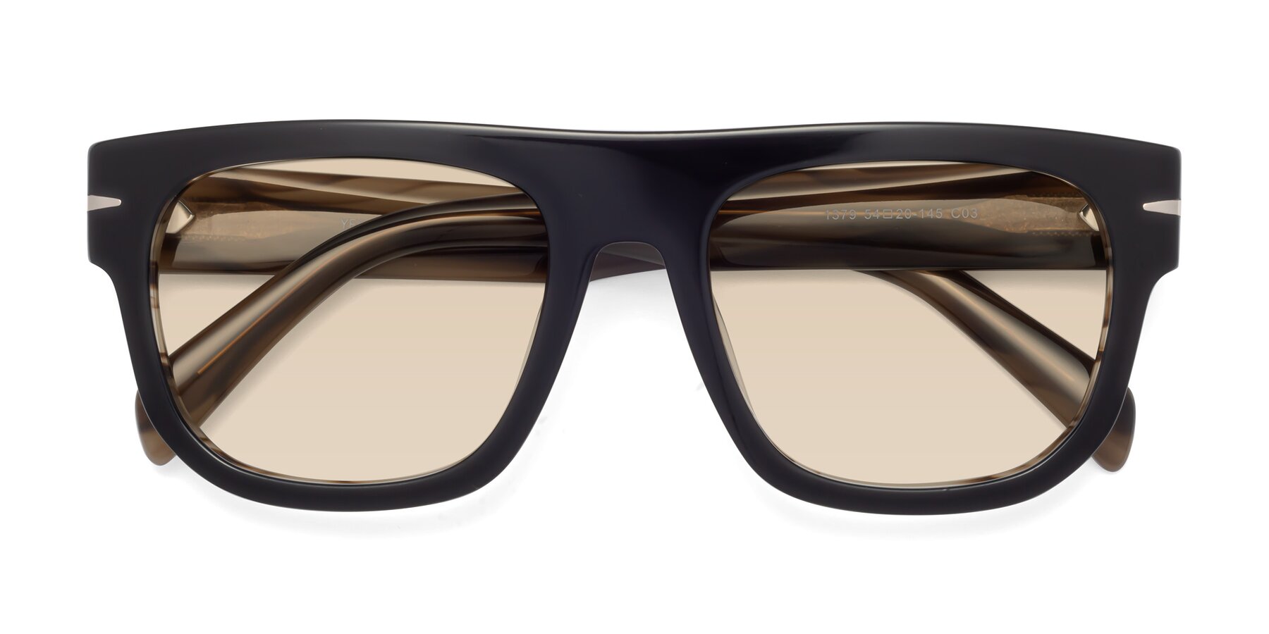 Folded Front of Campbell in Black-Stripe Brown with Light Brown Tinted Lenses