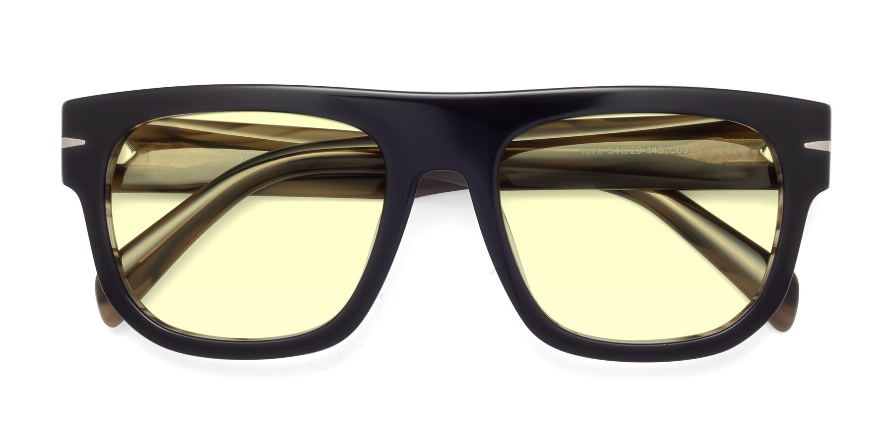 Folded Front of Campbell in Black-Stripe Brown with Light Yellow Tinted Lenses