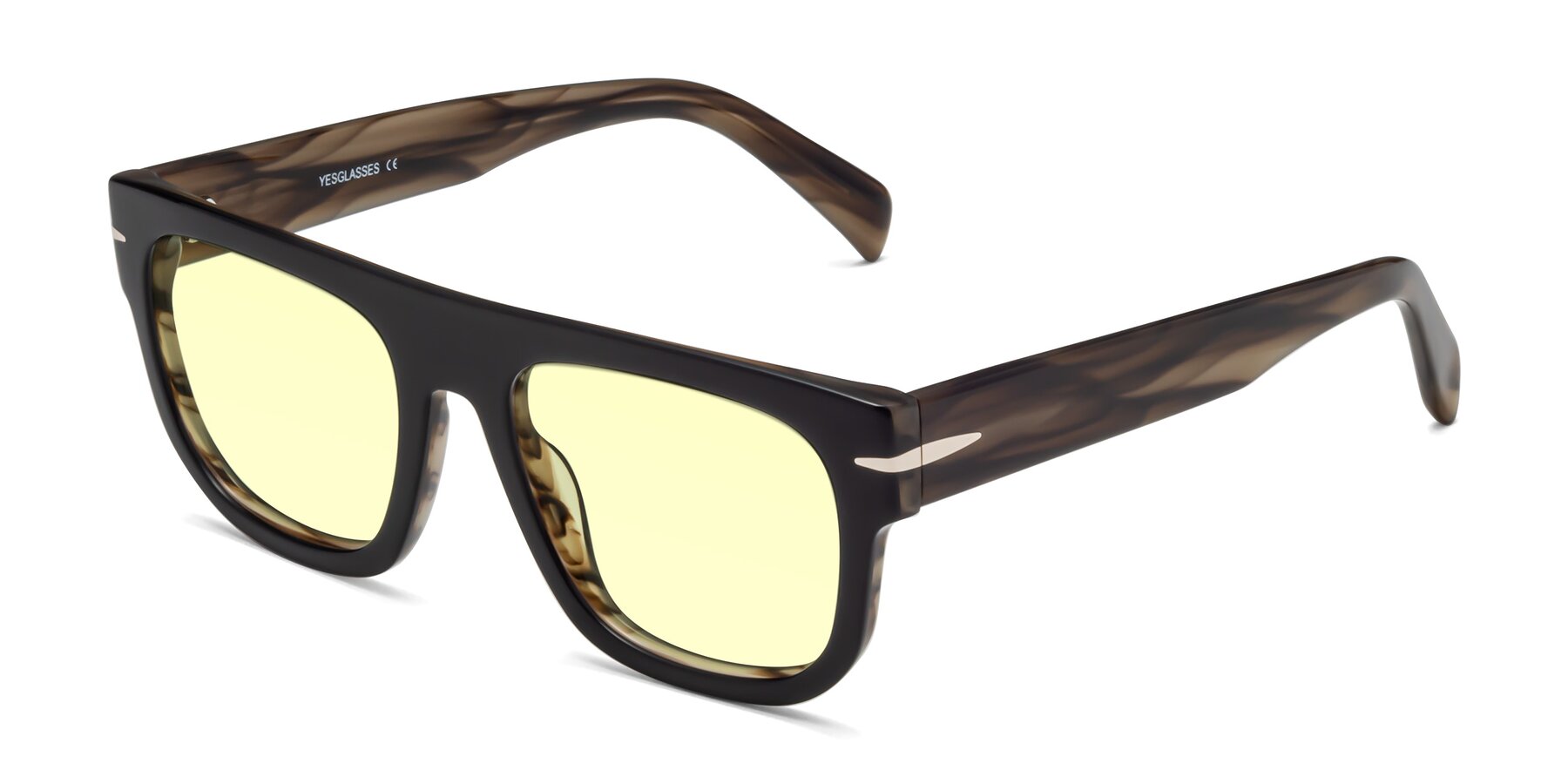 Angle of Campbell in Black-Stripe Brown with Light Yellow Tinted Lenses