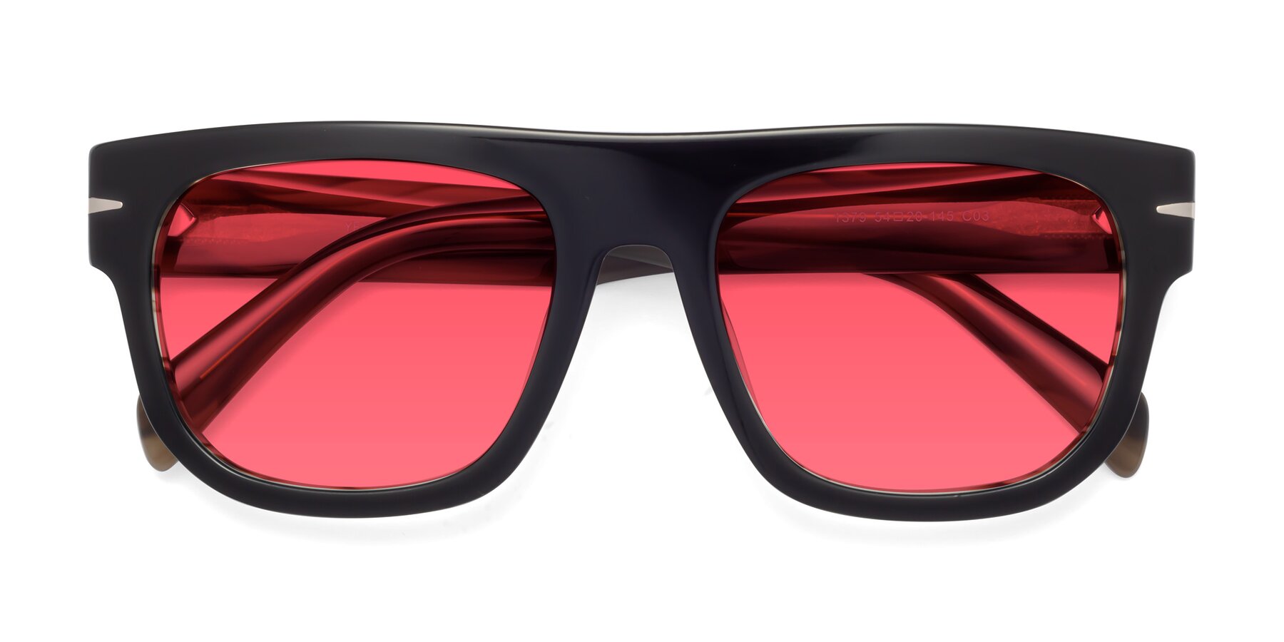Folded Front of Campbell in Black-Stripe Brown with Red Tinted Lenses