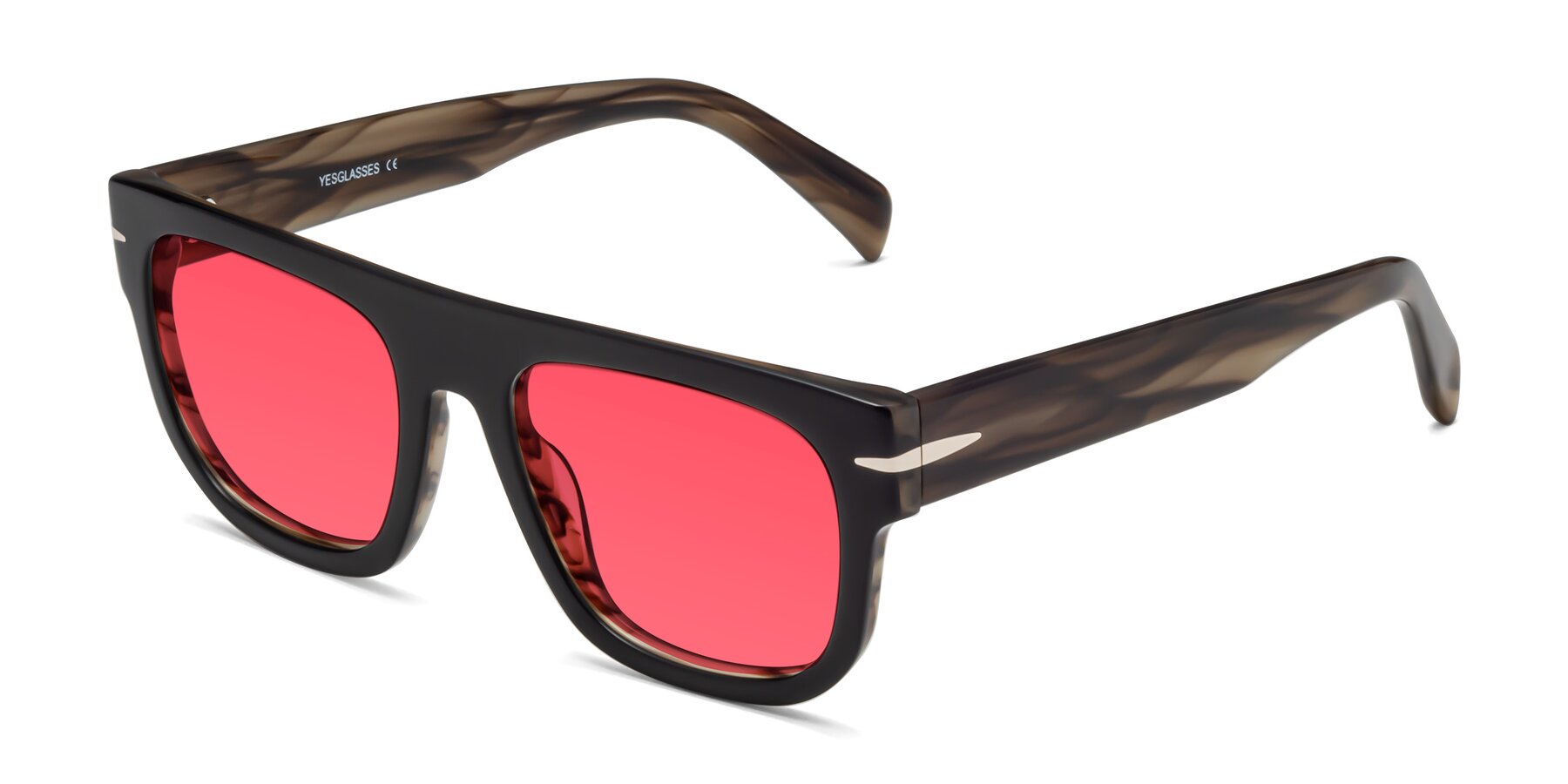 Angle of Campbell in Black-Stripe Brown with Red Tinted Lenses