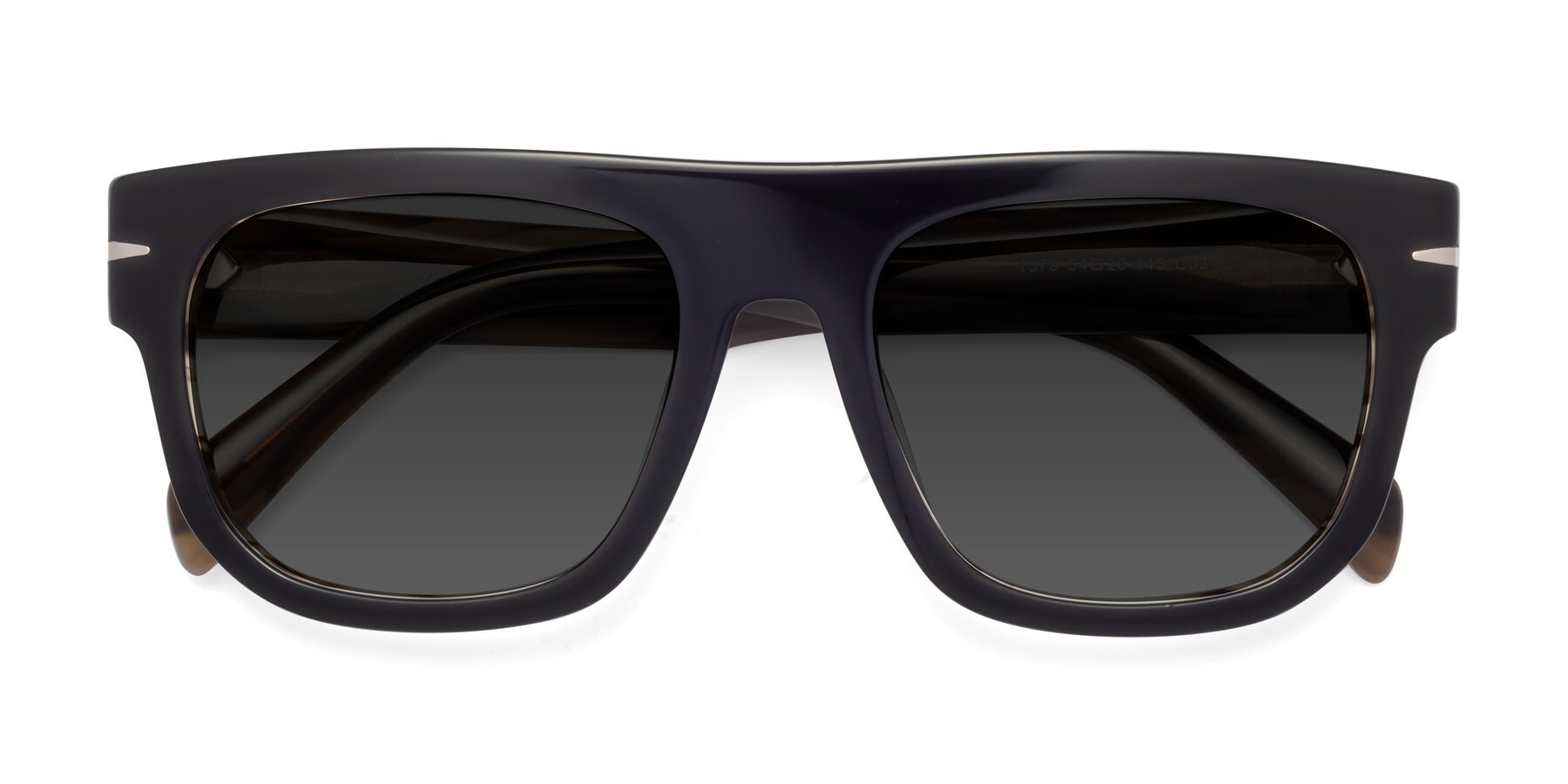 Folded Front of Campbell in Black-Stripe Brown with Gray Tinted Lenses