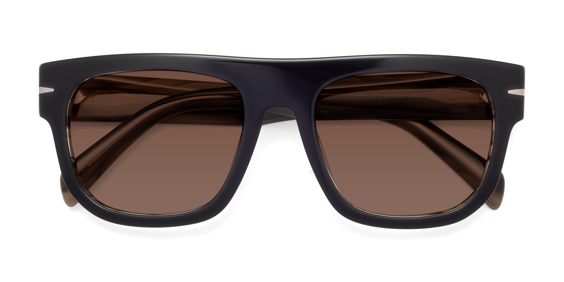 Folded Front of Campbell in Black-Stripe Brown with Brown Tinted Lenses