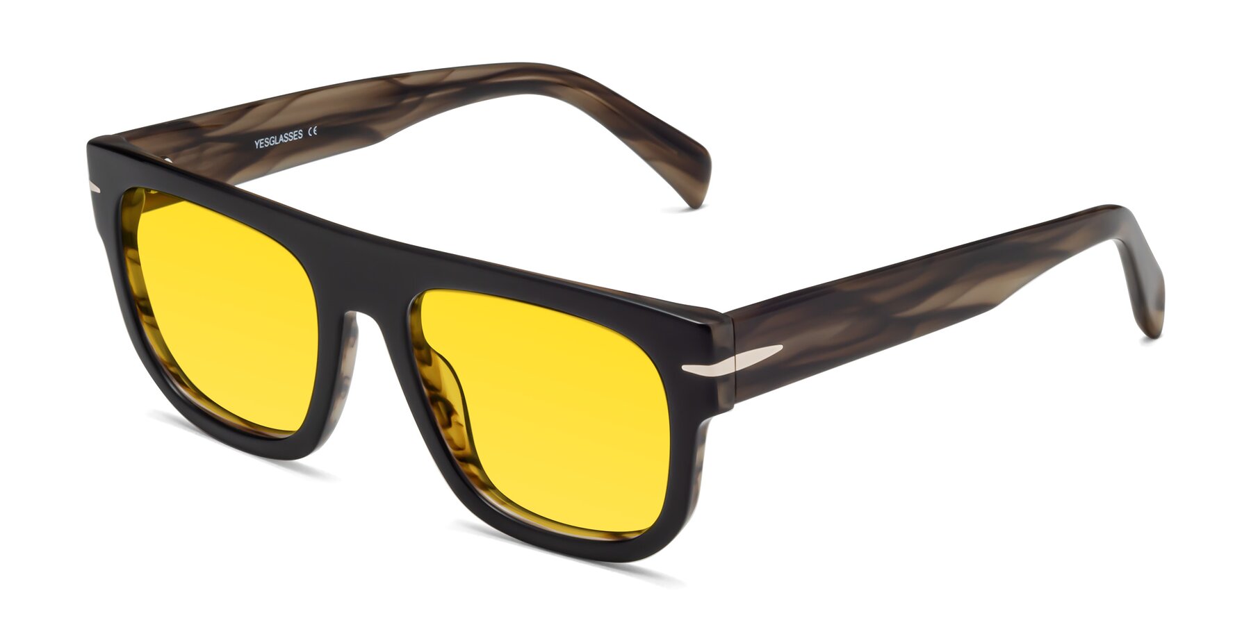 Angle of Campbell in Black-Stripe Brown with Yellow Tinted Lenses