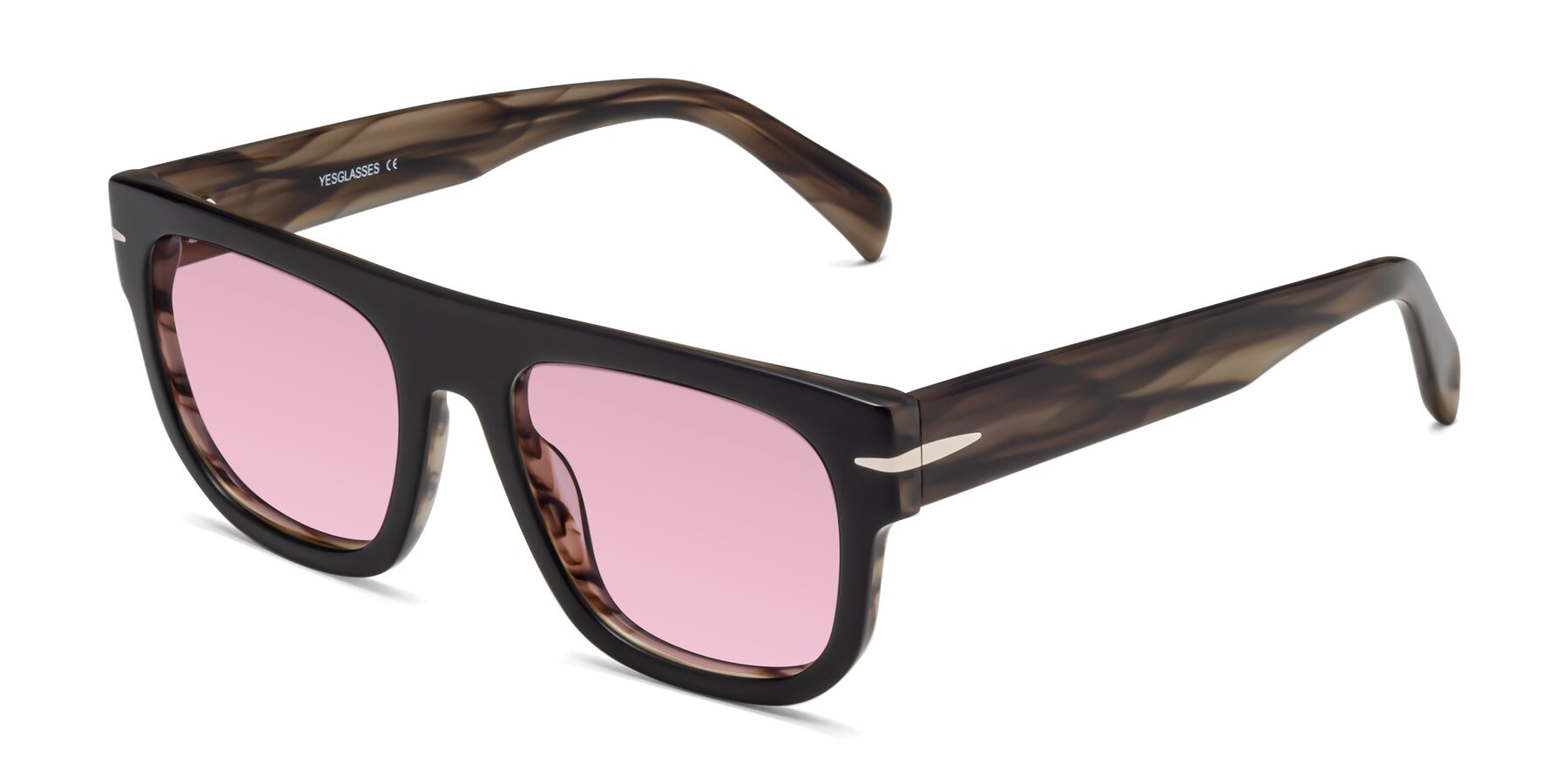 Angle of Campbell in Black-Stripe Brown with Light Wine Tinted Lenses