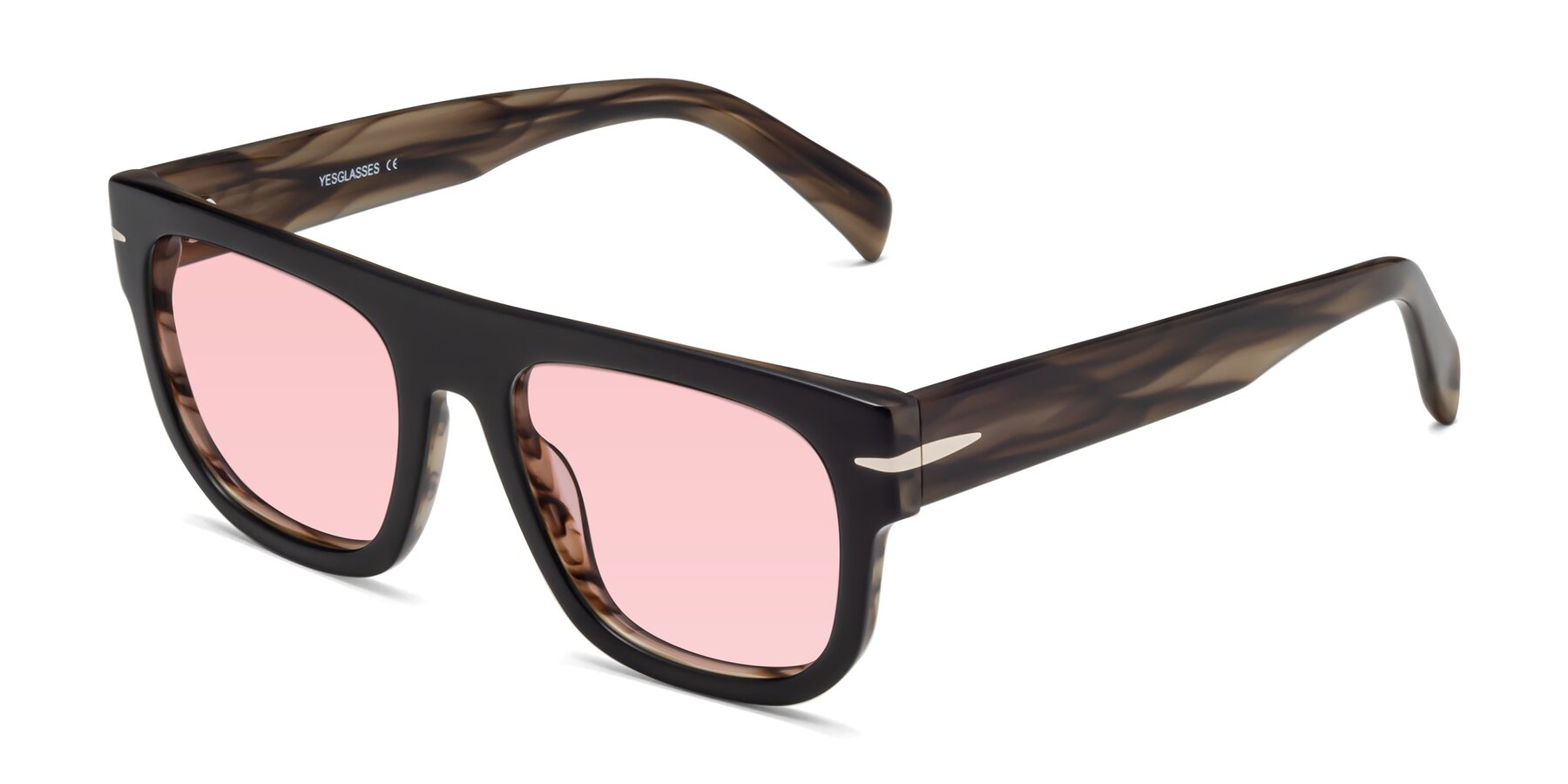 Angle of Campbell in Black-Stripe Brown with Light Garnet Tinted Lenses