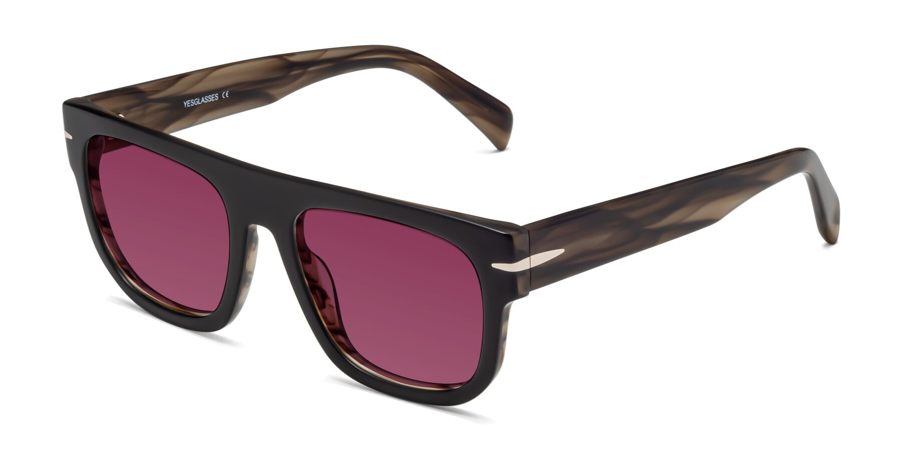 Angle of Campbell in Black-Stripe Brown with Wine Tinted Lenses