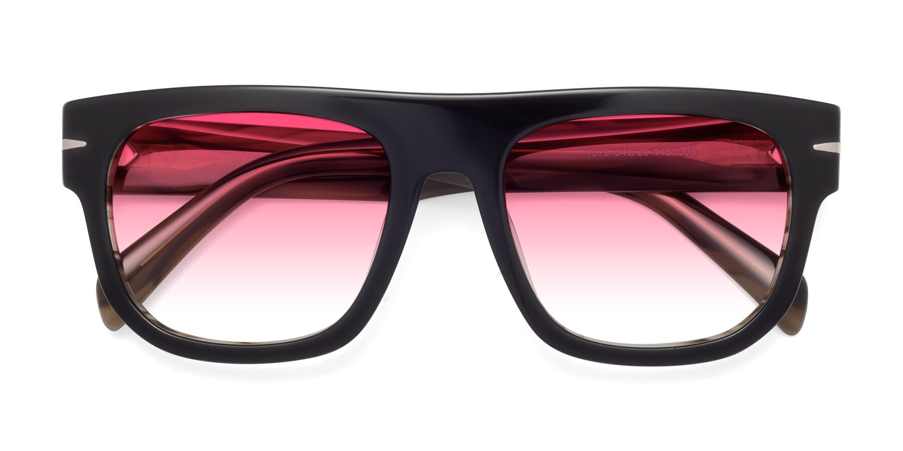 Folded Front of Campbell in Black-Stripe Brown with Pink Gradient Lenses