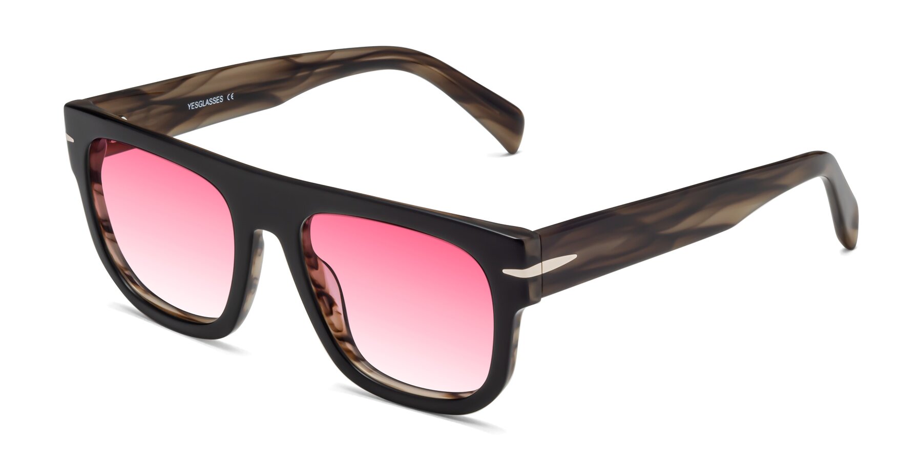 Angle of Campbell in Black-Stripe Brown with Pink Gradient Lenses