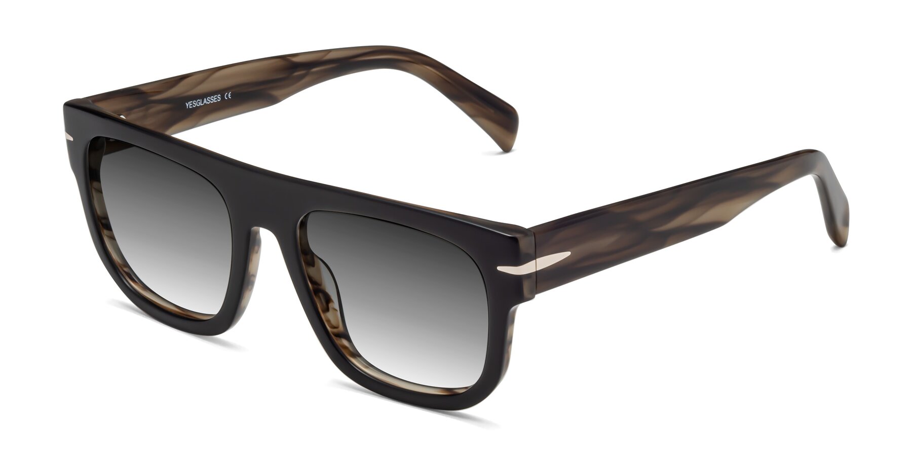 Angle of Campbell in Black-Stripe Brown with Gray Gradient Lenses