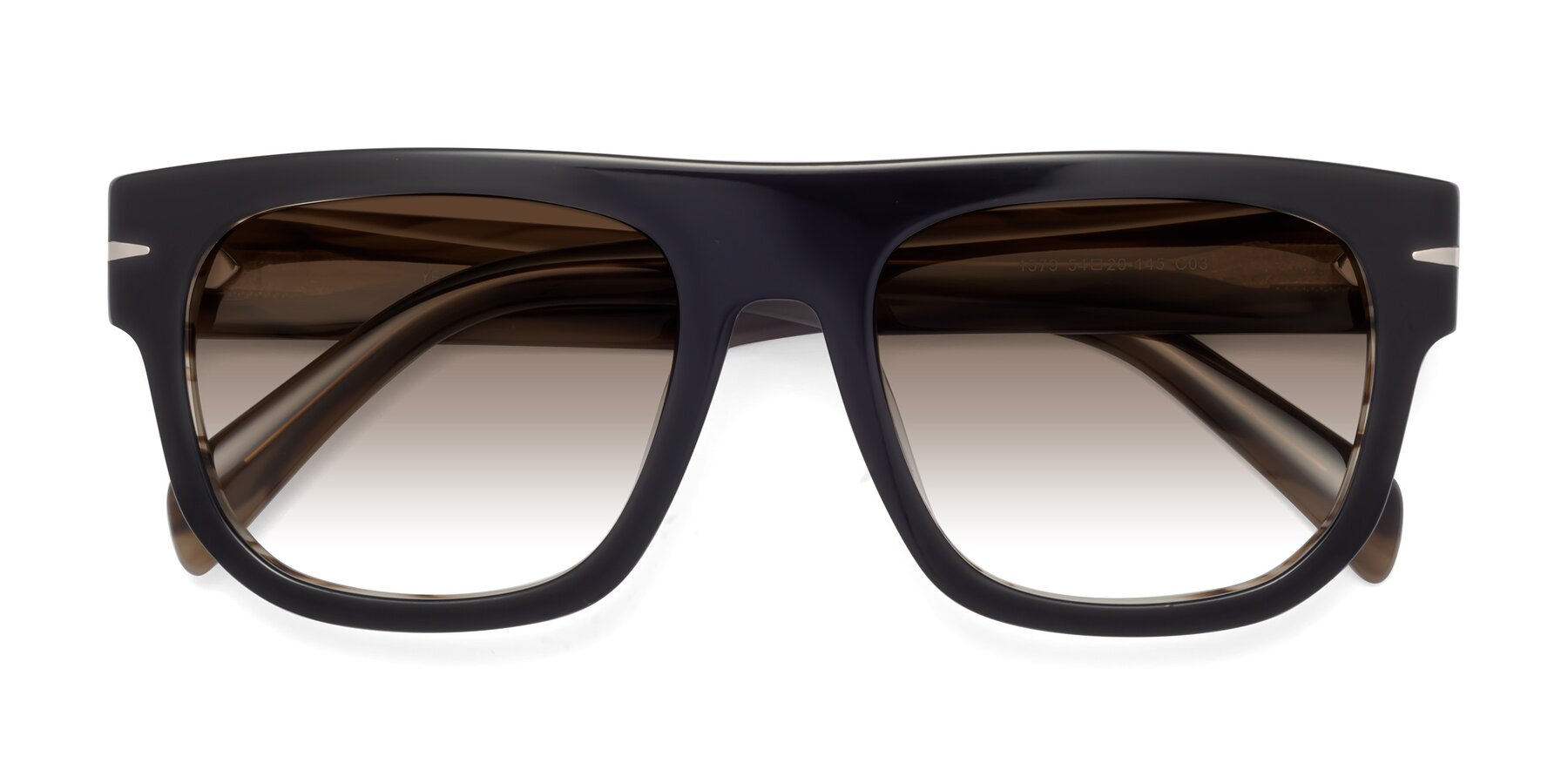 Folded Front of Campbell in Black-Stripe Brown with Brown Gradient Lenses