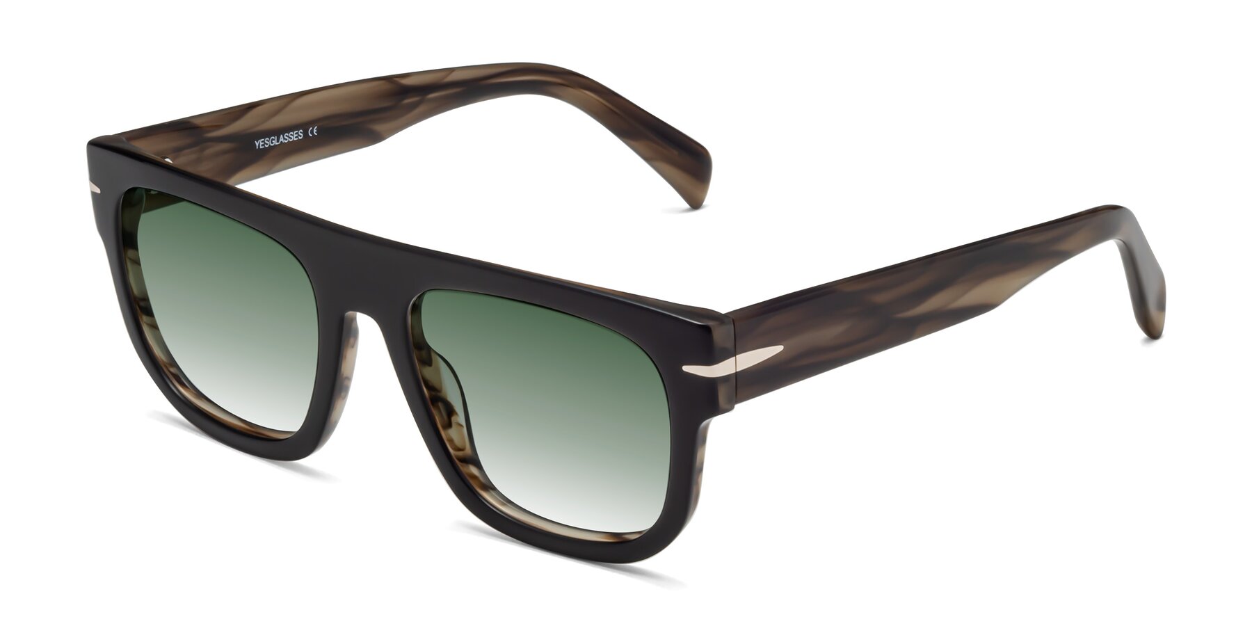 Angle of Campbell in Black-Stripe Brown with Green Gradient Lenses