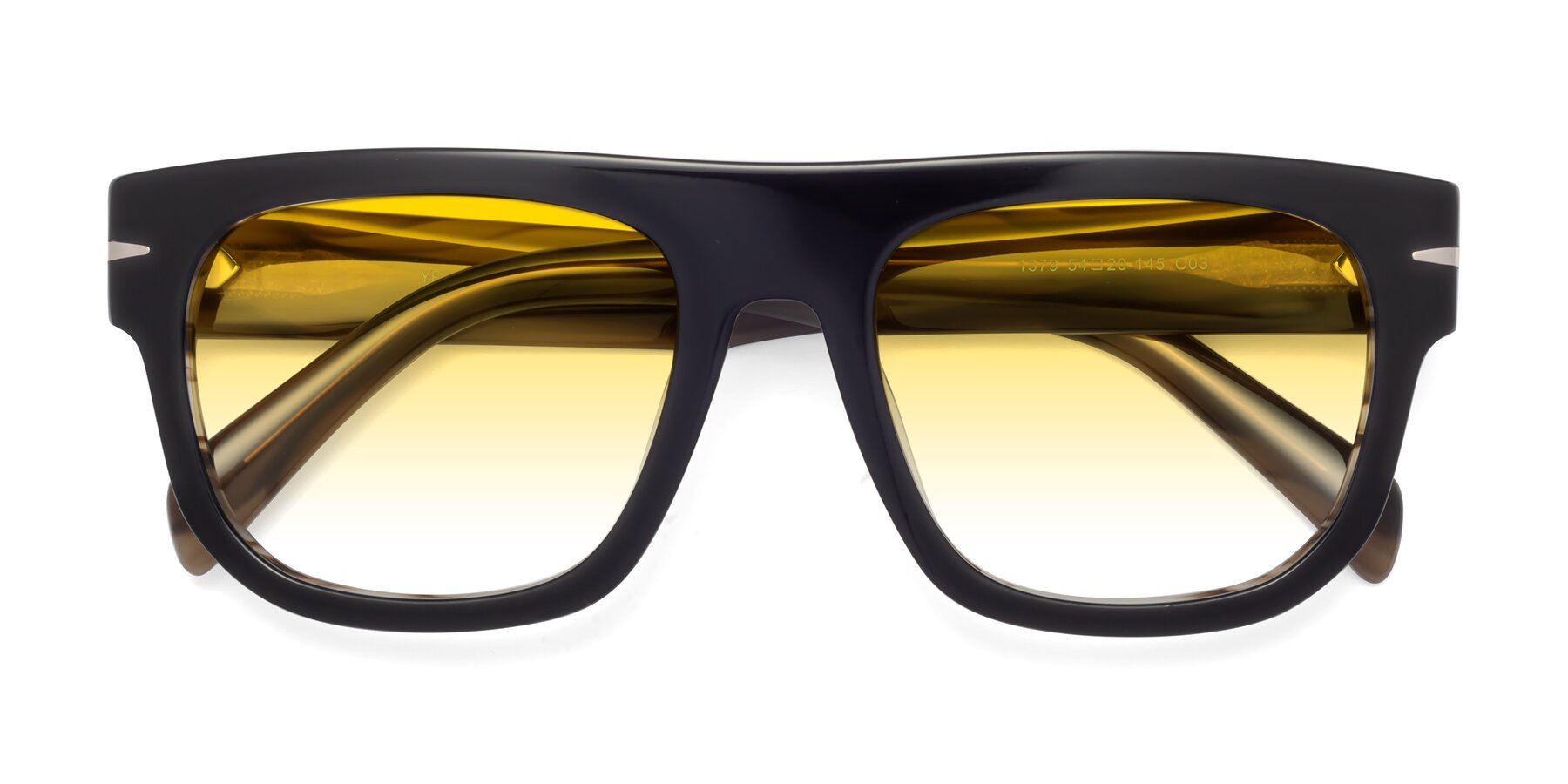 Folded Front of Campbell in Black-Stripe Brown with Yellow Gradient Lenses