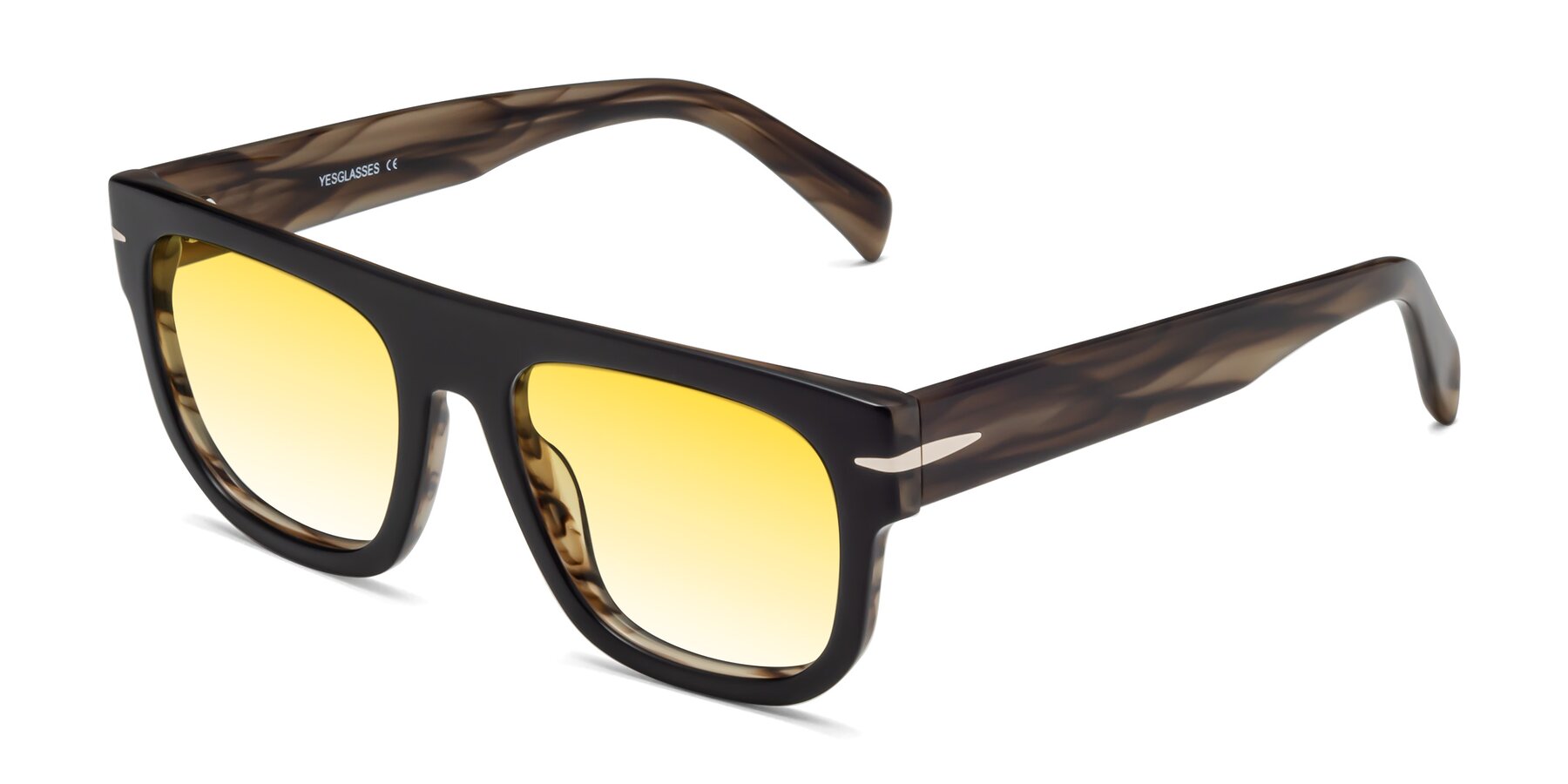 Angle of Campbell in Black-Stripe Brown with Yellow Gradient Lenses