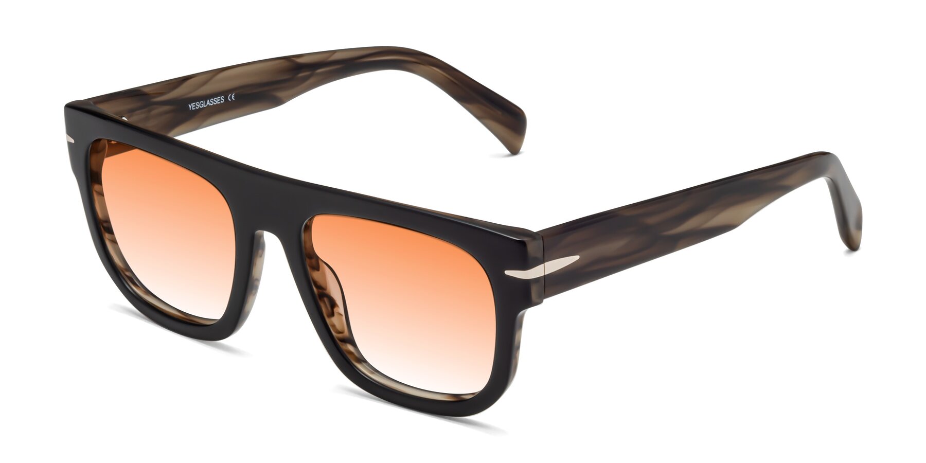 Angle of Campbell in Black-Stripe Brown with Orange Gradient Lenses