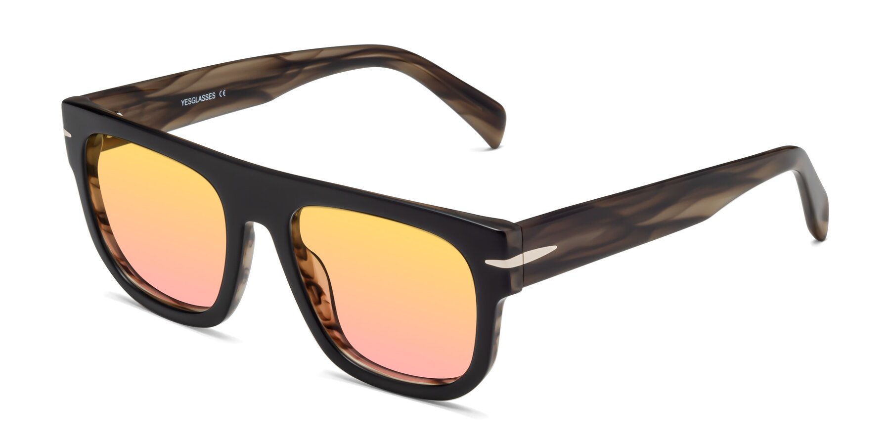 Angle of Campbell in Black-Stripe Brown with Yellow / Pink Gradient Lenses