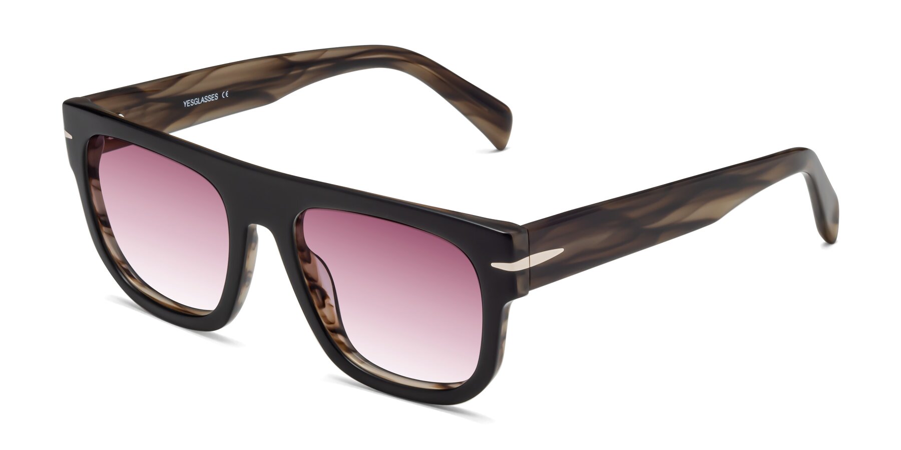 Angle of Campbell in Black-Stripe Brown with Wine Gradient Lenses