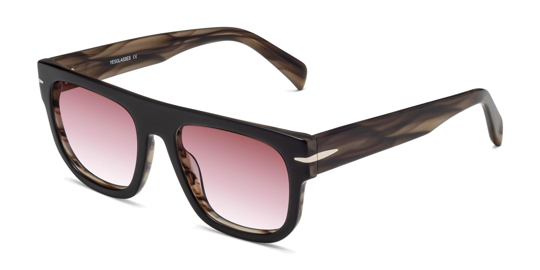 Angle of Campbell in Black-Stripe Brown with Garnet Gradient Lenses