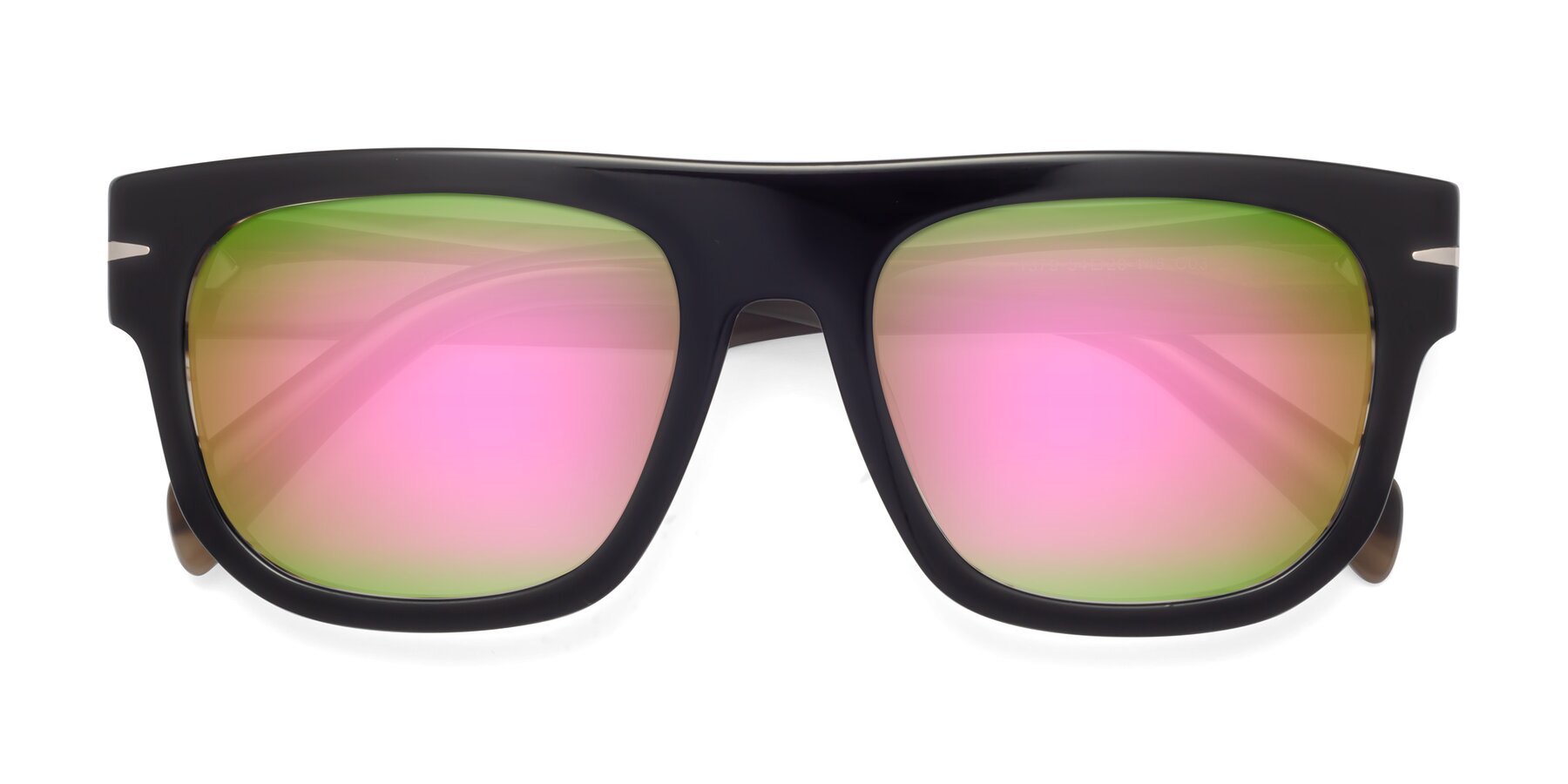 Folded Front of Campbell in Black-Stripe Brown with Pink Mirrored Lenses